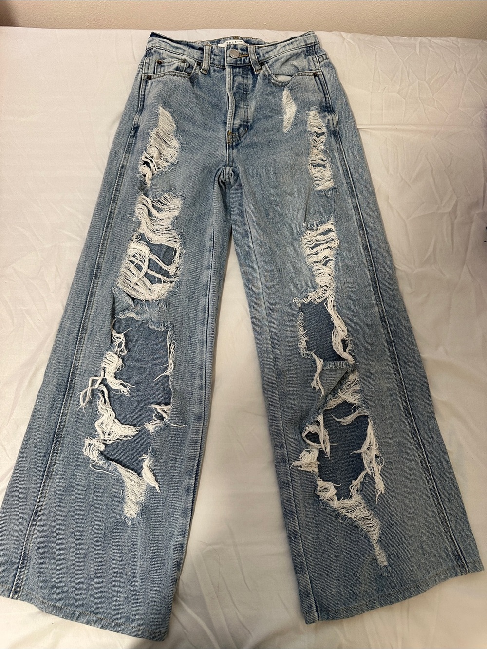 PacSun Light Wash Distressed Wide-Leg Jeans